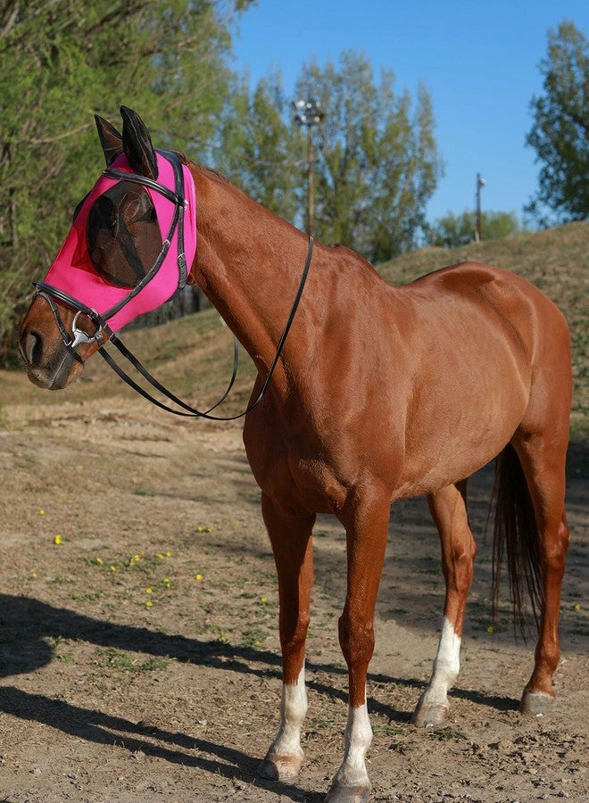 HackFond Horse Fly Mask Generous&Fine Mesh Eye Covers and Ears Elasticity Mask Snug Fitting Comfortable Breathable Lightweight Equine Stretchy Protection for Horses Hot Pink Full Size - Image 2